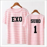 EXO Striped Pink/Black T-Shirt - 13 / One Size - EXO