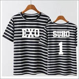 EXO Striped Pink/Black T-Shirt - 14 / One Size - EXO