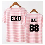 EXO Striped Pink/Black T-Shirt - 15 / One Size - EXO