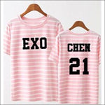 EXO Striped Pink/Black T-Shirt - 19 / One Size - EXO