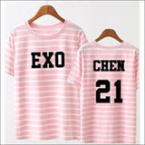 EXO Striped Pink/Black T-Shirt - 19 / One Size - EXO