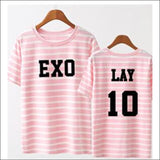 EXO Striped Pink/Black T-Shirt - 3 / One Size - EXO