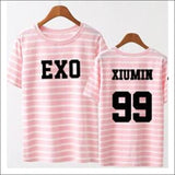 EXO Striped Pink/Black T-Shirt - 5 / One Size - EXO