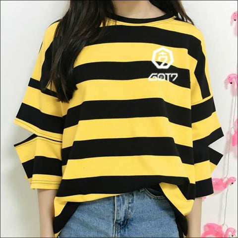 GOT7 Black n’ Yellow Striped T-Shirt - GOT7