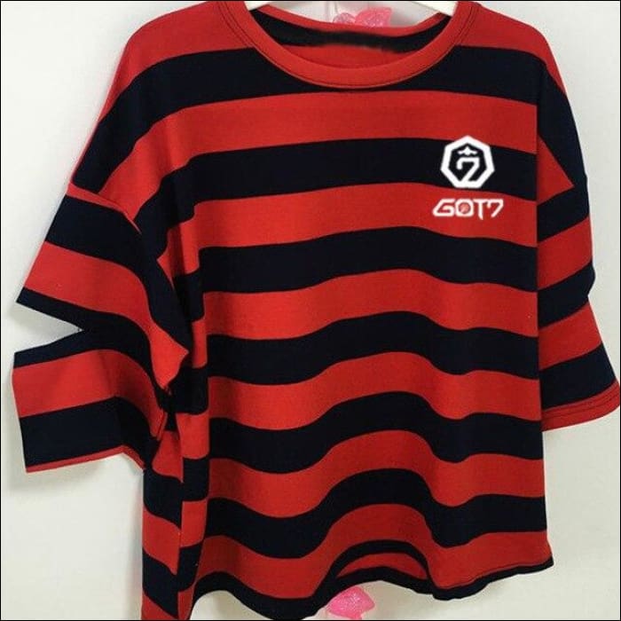 GOT7 Black n’ Yellow Striped T-Shirt - Red / One Size - GOT7