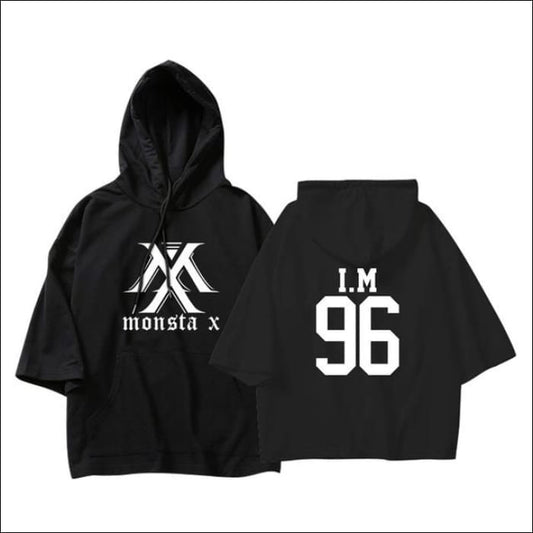 MONSTA X Crop Hoodie Short Sleeve - IM Black / XXS - MONSTA X