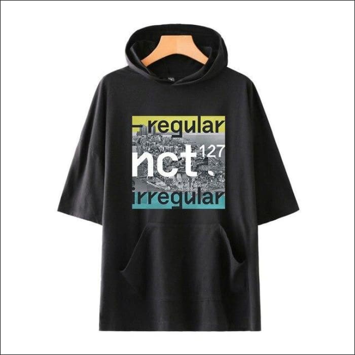NCT 127 ’Regular’ Short Sleeve Hoodie - Black / 4XL