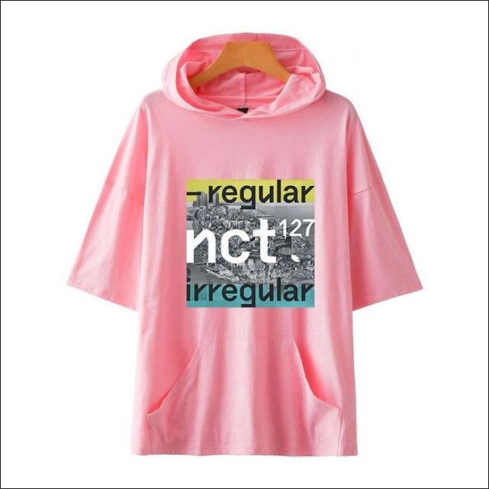 NCT 127 ’Regular’ Short Sleeve Hoodie - Pink / 4XL