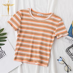 Cropped Short-Stripped Rainbow T-Shirt