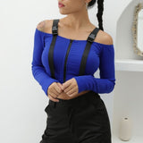 Stylish Strapped Sexy Crop Top with Zipper