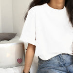 Icon Folded Sleeve Long Cotton T-Shirt