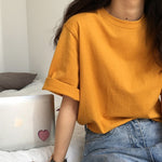 Icon Folded Sleeve Long Cotton T-Shirt