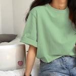 Icon Folded Sleeve Long Cotton T-Shirt