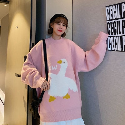Pullover Cartoon Goose Knitted Couple Sweater