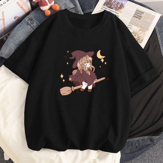 Baggy Cute Short Sleeved Witchcraft T-Shirt