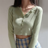 O-neck Short Knitted Button Cardigan