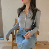 O-neck Short Knitted Button Cardigan