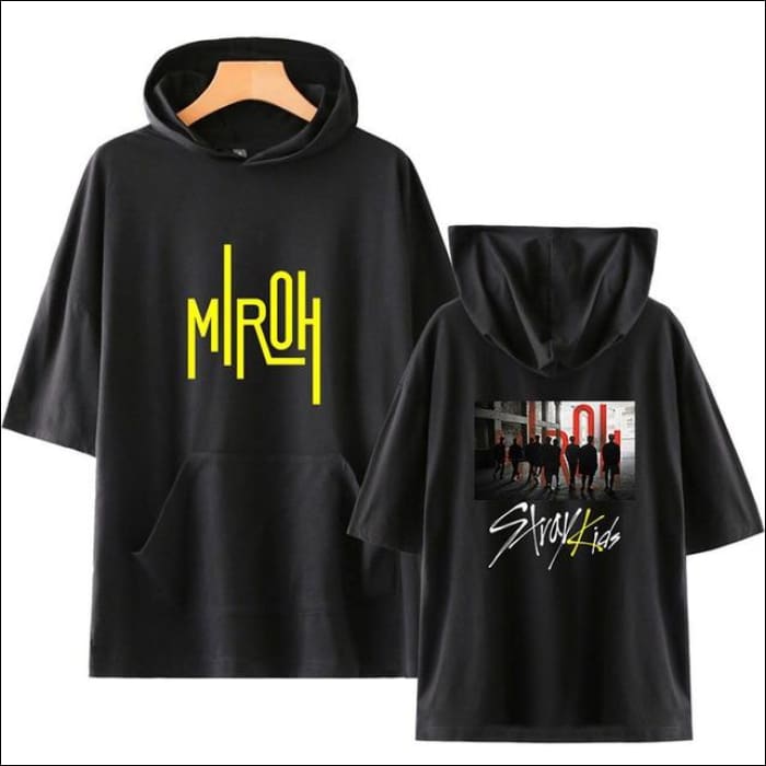 StrayKids Short Sleeve Hoodie - black4 / XL - StrayKids