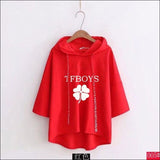 TFBoys Short Sleeve Hoodie - red 2 / S - TFBoys