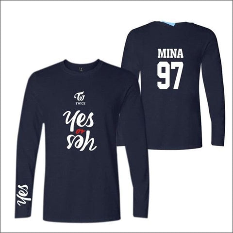 TWICE Long Sleeve printed T-Shirt - navy 1 / M - TWICE